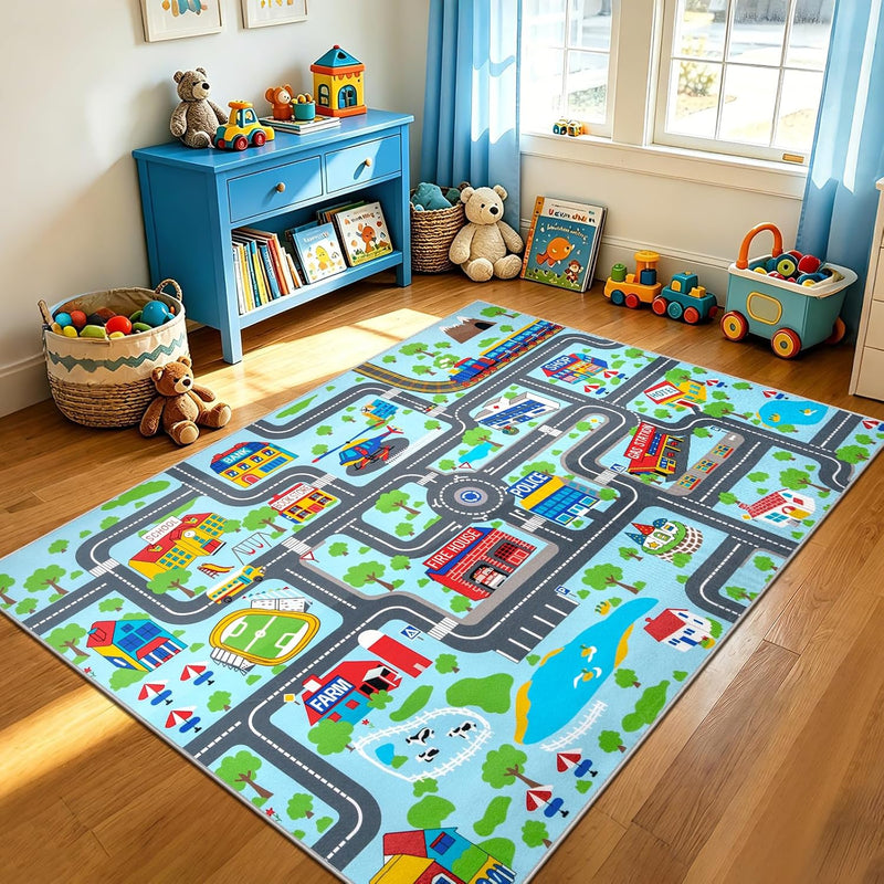 Kids Play Rug Town City Road Car Mat