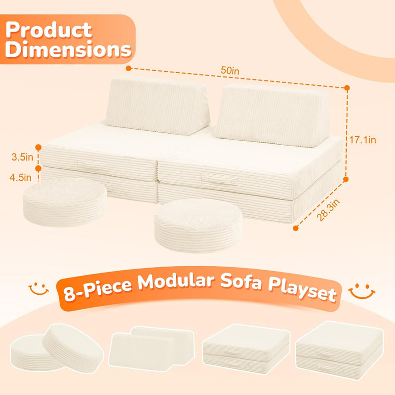 Kids Sofa Modular Toddler Chair Couch (8 Piece)