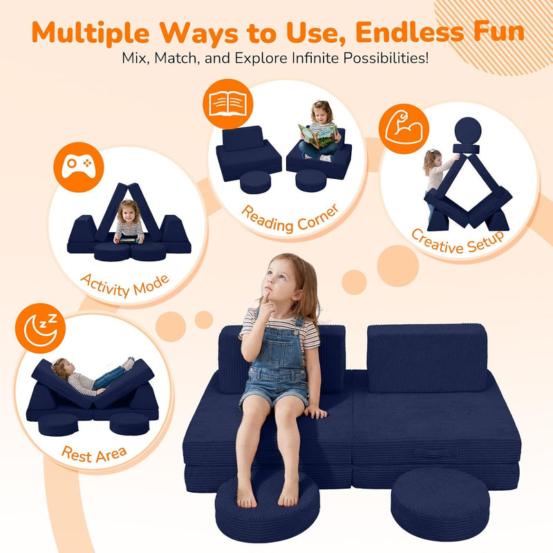 Kids Play Sofa Modular Toddler Couch Bed