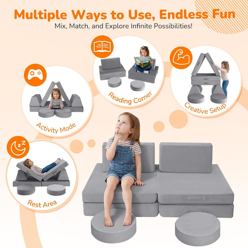 Kids Play Sofa Modular Toddler Couch Bed