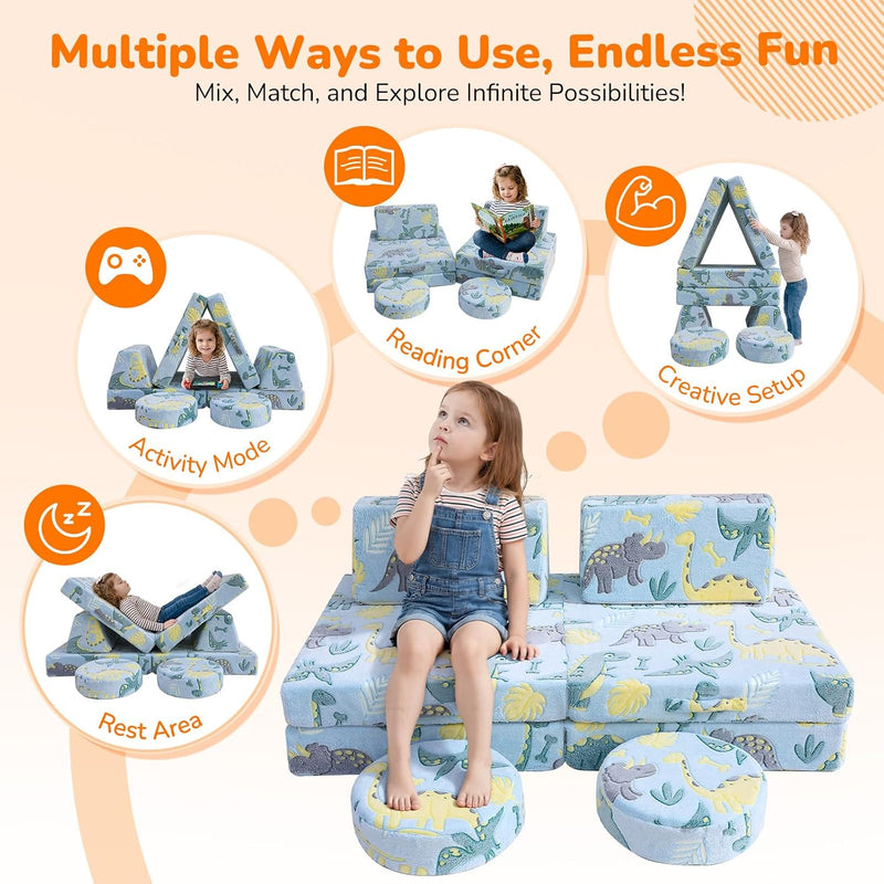 Kids Play Sofa Modular Toddler Couch Bed