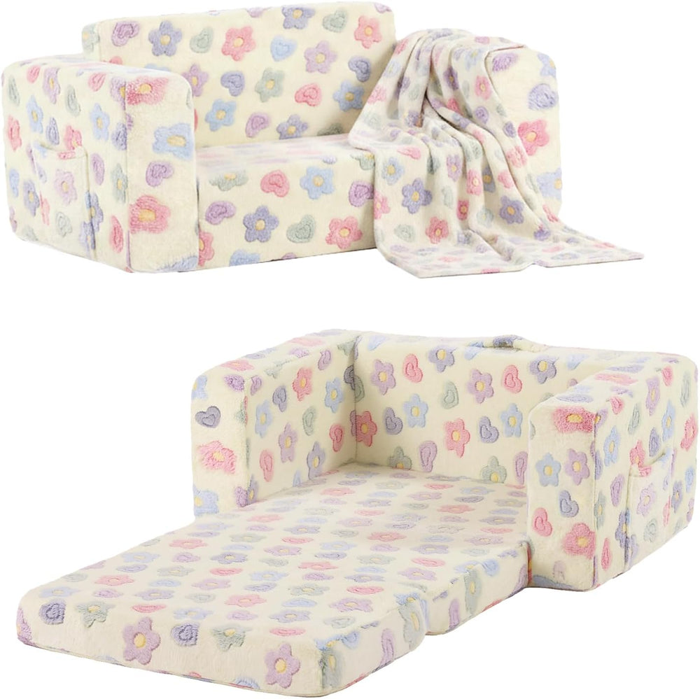 Kids Sofa Bed Extra Wide 2-In-1 Toddler Chair