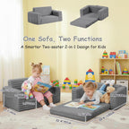 Kids Sofa Bed Extra Wide 2-In-1 Toddler Chair