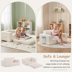 Kids Sofa Bed Extra Wide 2-In-1 Toddler Chair