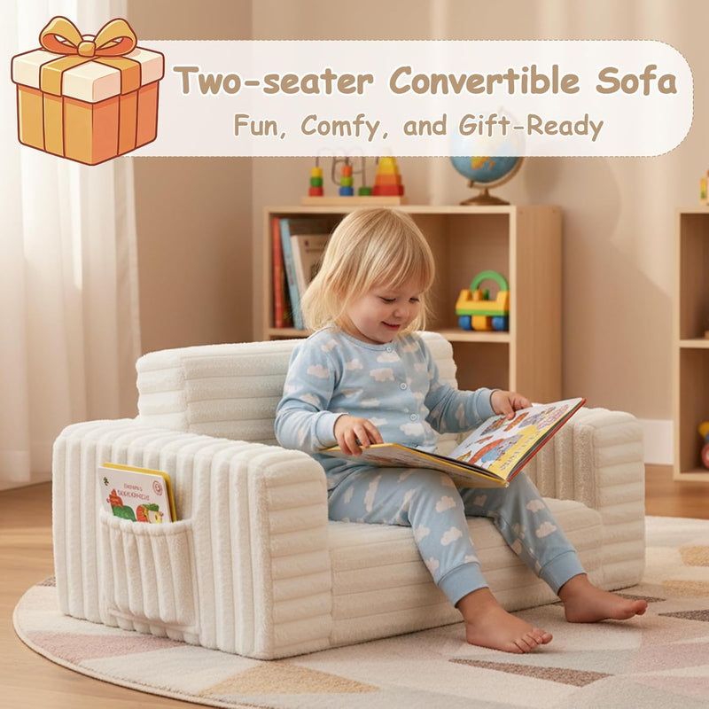 Kids Sofa Bed Extra Wide 2-In-1 Toddler Chair