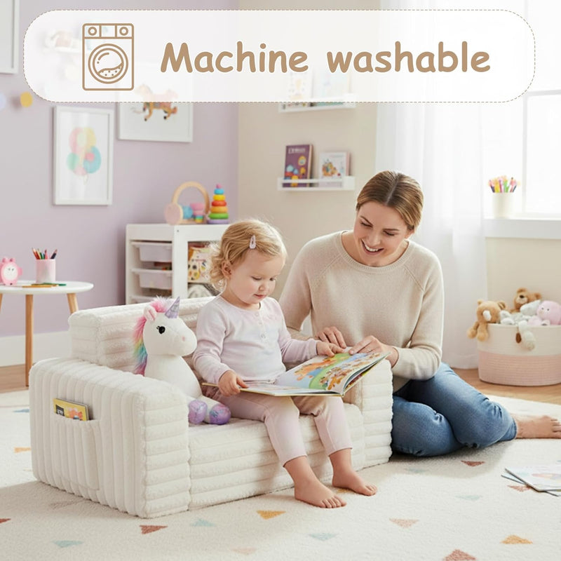 Kids Sofa Bed Extra Wide 2-In-1 Toddler Chair