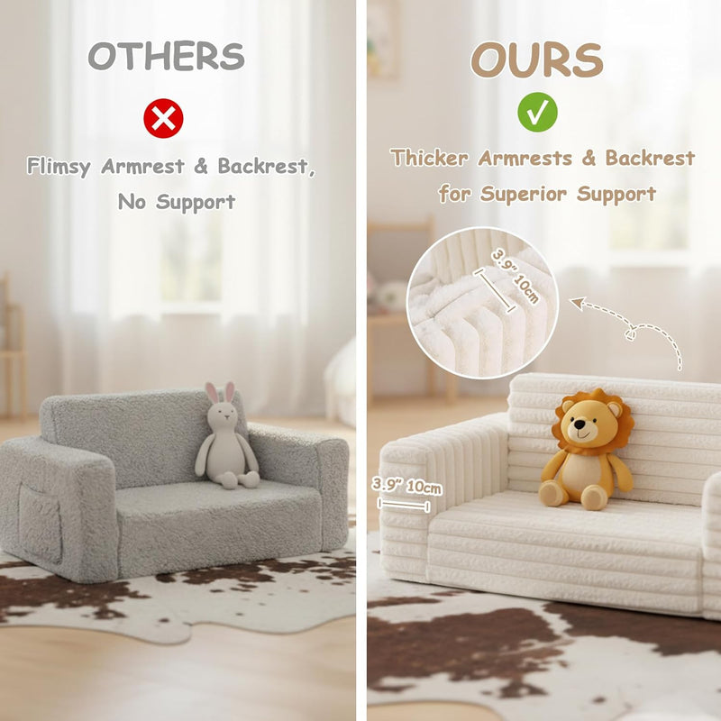 Kids Sofa Bed Extra Wide 2-In-1 Toddler Chair