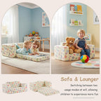 Kids Sofa Bed Extra Wide 2-In-1 Toddler Chair