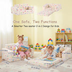 Kids Sofa Bed Extra Wide 2-In-1 Toddler Chair