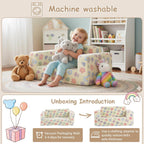 Kids Sofa Bed Extra Wide 2-In-1 Toddler Chair
