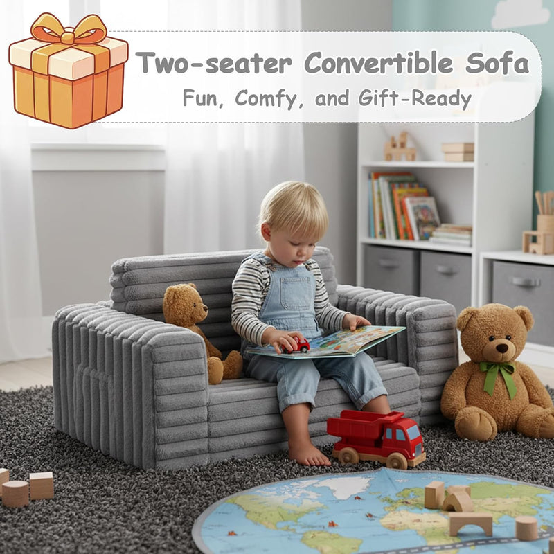 Kids Sofa Bed Extra Wide 2-In-1 Toddler Chair