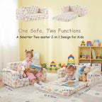 Kids Sofa Bed Extra Wide 2-In-1 Toddler Chair