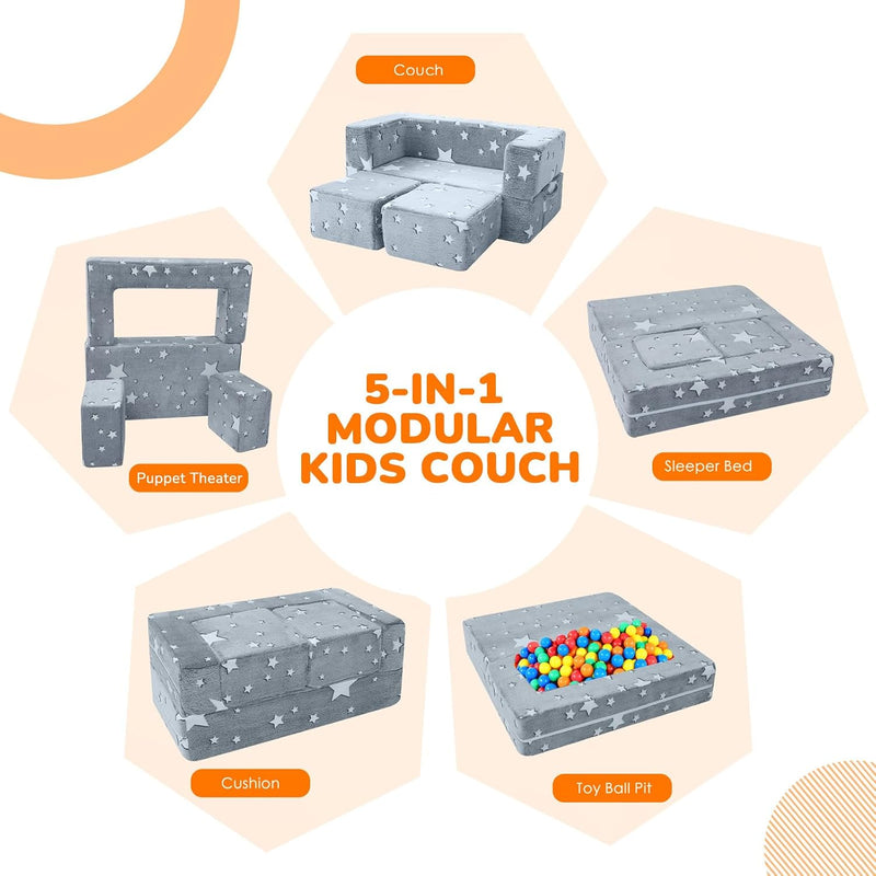 Kids Sofa Bed Toddler Armchair Couch Glow Stars