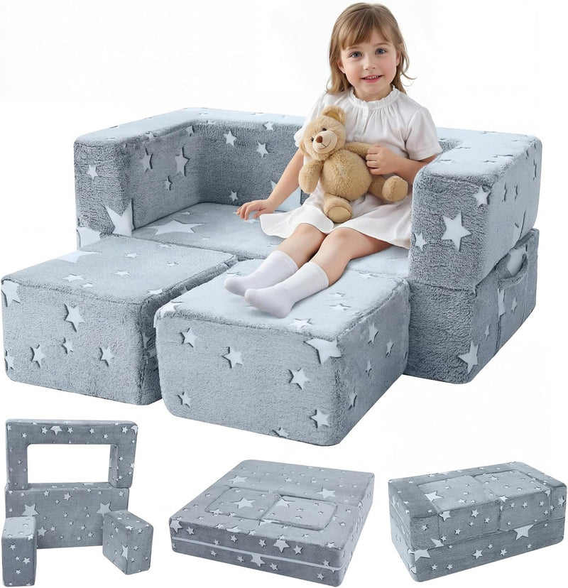 Kids Sofa Bed Toddler Armchair Couch Glow Stars