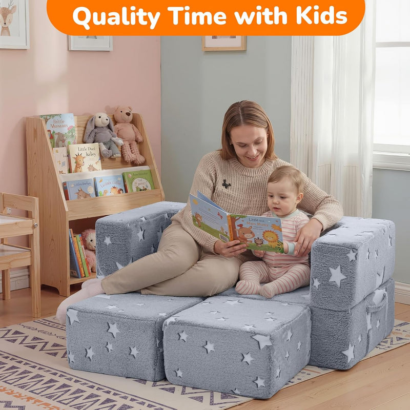Kids Sofa Bed Toddler Armchair Couch Glow Stars