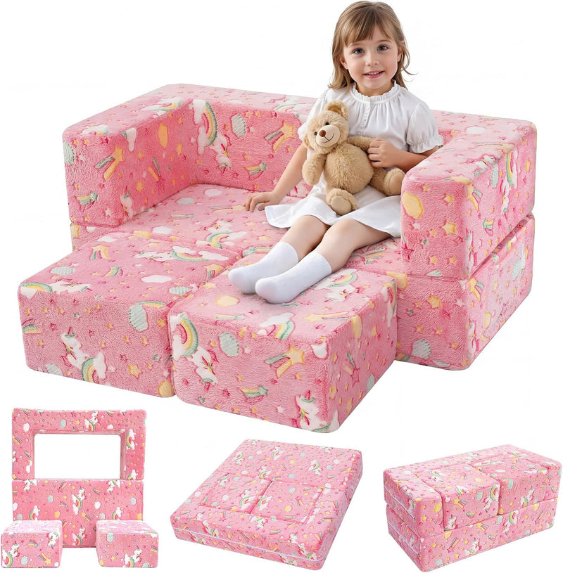 Kids Sofa Bed Toddler Armchair Couch Glow Stars