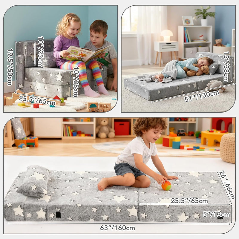 Kids Sofa Bed Toddler Floor Mattress Glow