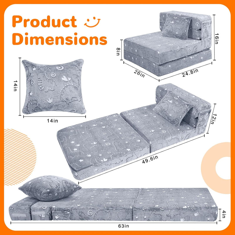 Kids Sofa Bed Toddler Folding Floor Mattress Glow