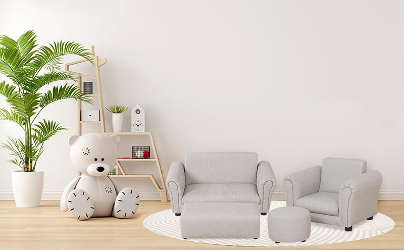 Kids Sofa Chair with Foot Stool Pvc Leather