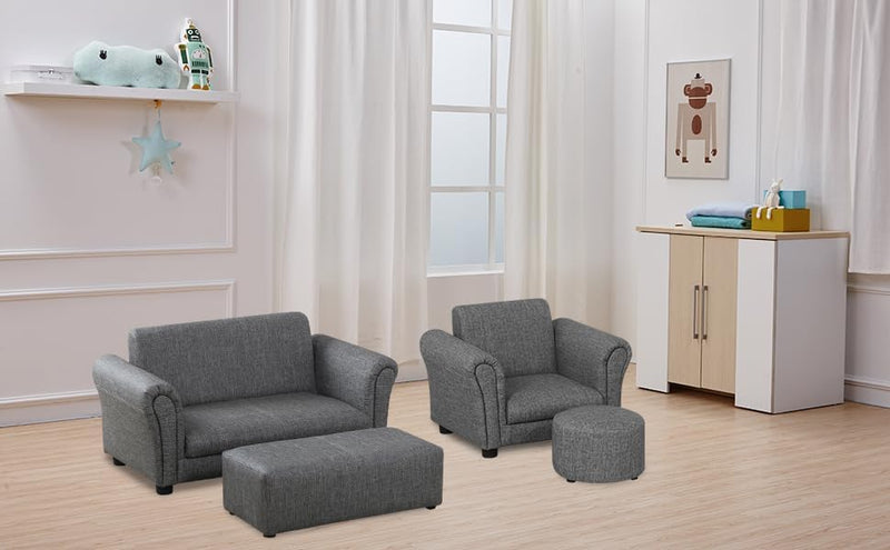 Kids Sofa Chair with Foot Stool Pvc Leather