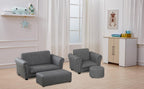 Kids Sofa Chair with Foot Stool Pvc Leather