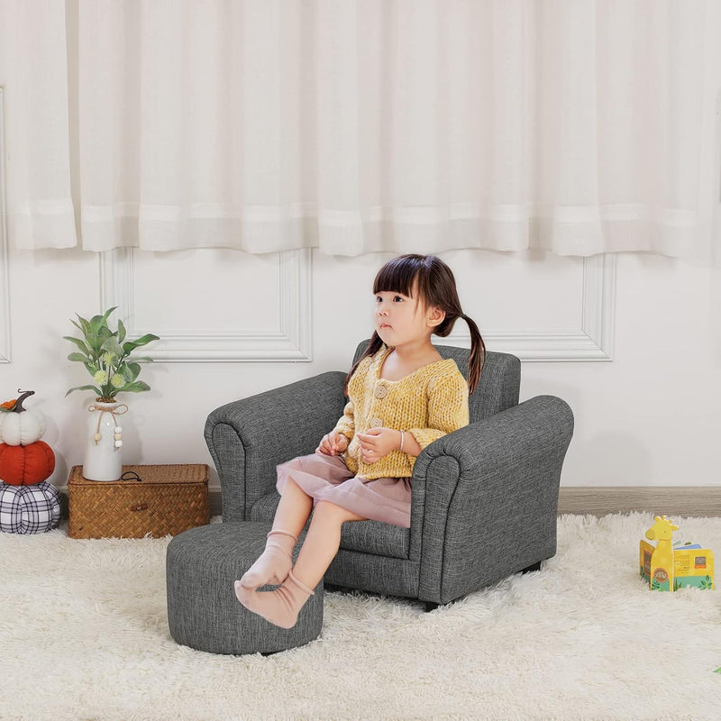 Kids Sofa Chair with Foot Stool Pvc Leather