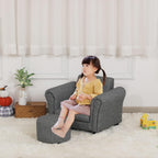 Kids Sofa Chair with Foot Stool Pvc Leather