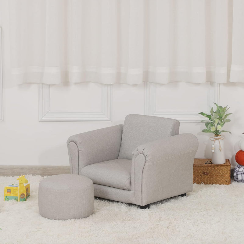 Kids Sofa Chair with Foot Stool Pvc Leather