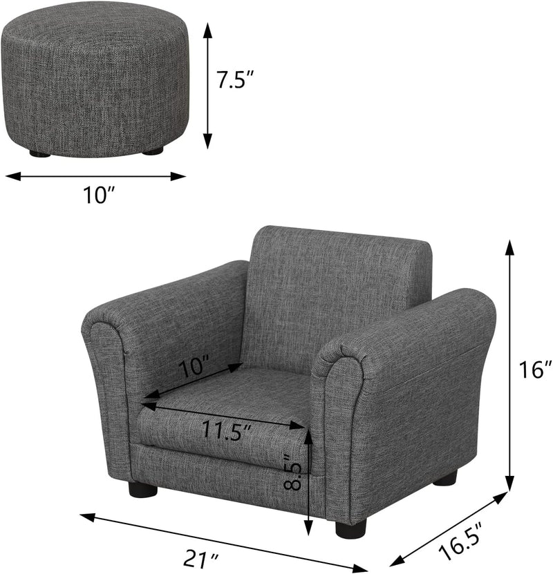 Kids Sofa Chair with Foot Stool Pvc Leather