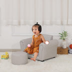 Kids Sofa Chair with Foot Stool Pvc Leather