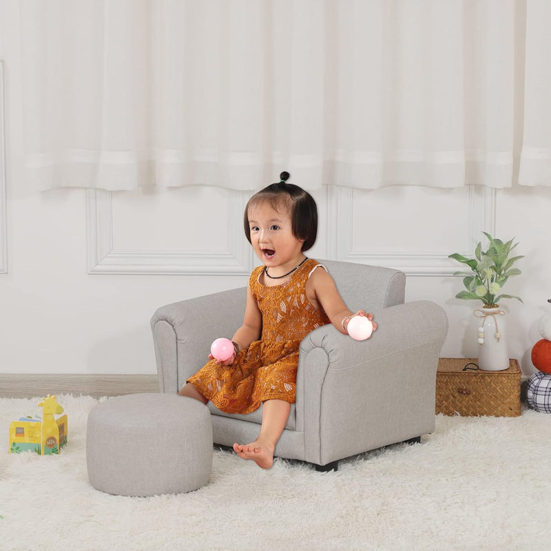Kids Sofa Chair with Foot Stool Pvc Leather
