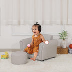 Kids Sofa Chair with Foot Stool Pvc Leather