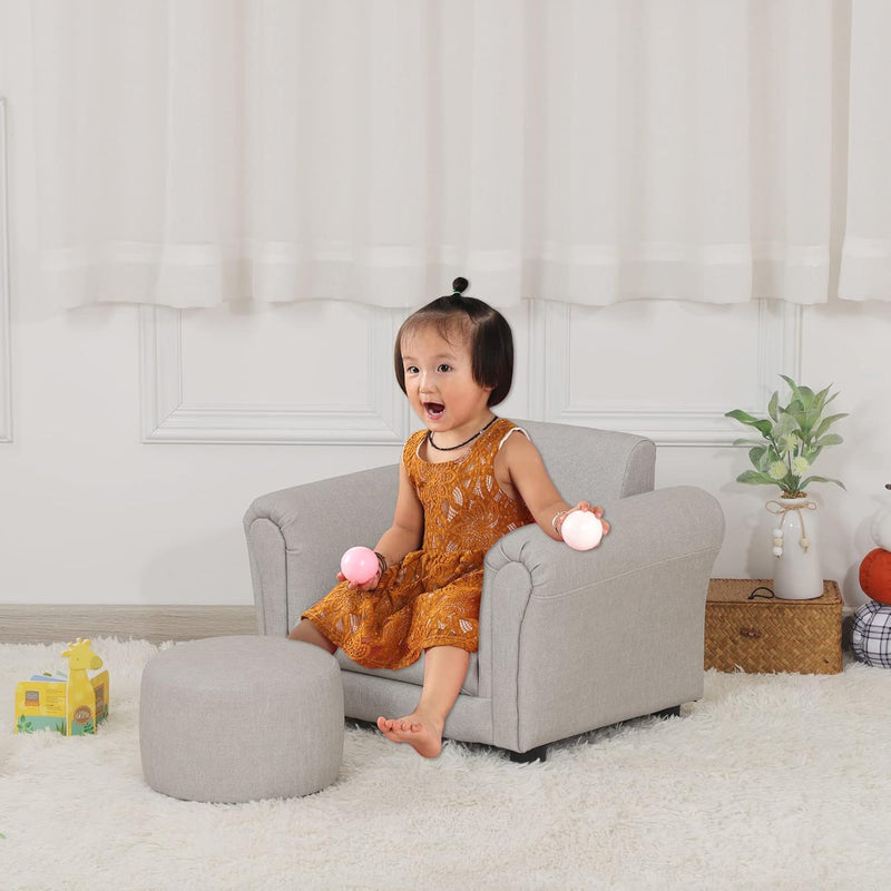 Kids Sofa Chair with Foot Stool Pvc Leather
