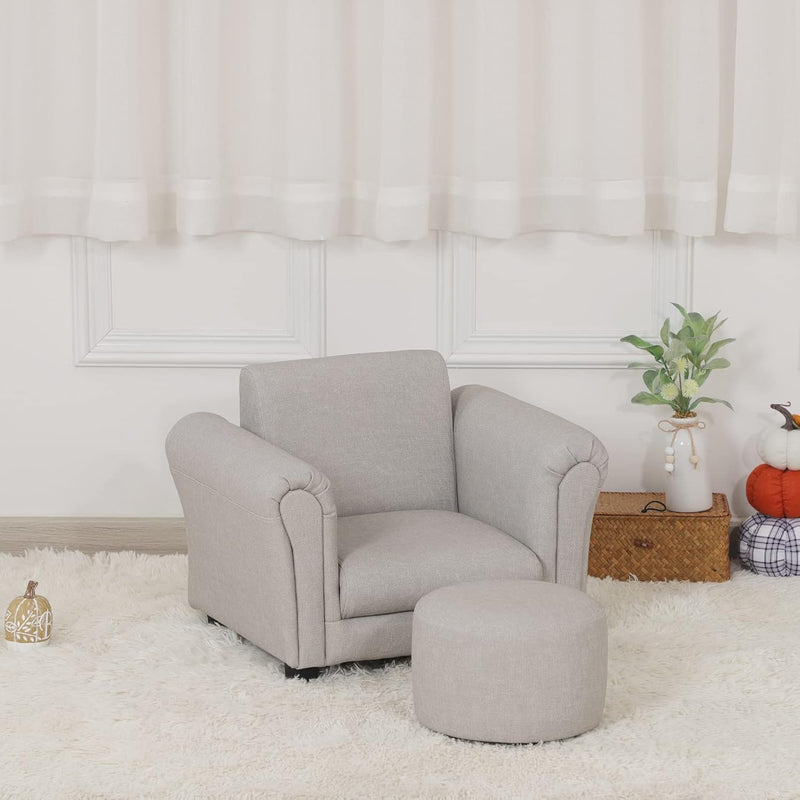 Kids Sofa Chair with Foot Stool Pvc Leather