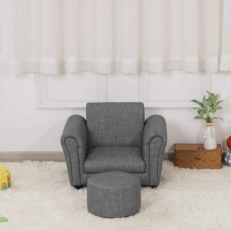Kids Sofa Chair with Foot Stool Pvc Leather