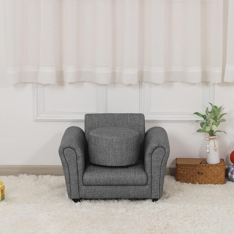 Kids Sofa Chair with Foot Stool Pvc Leather