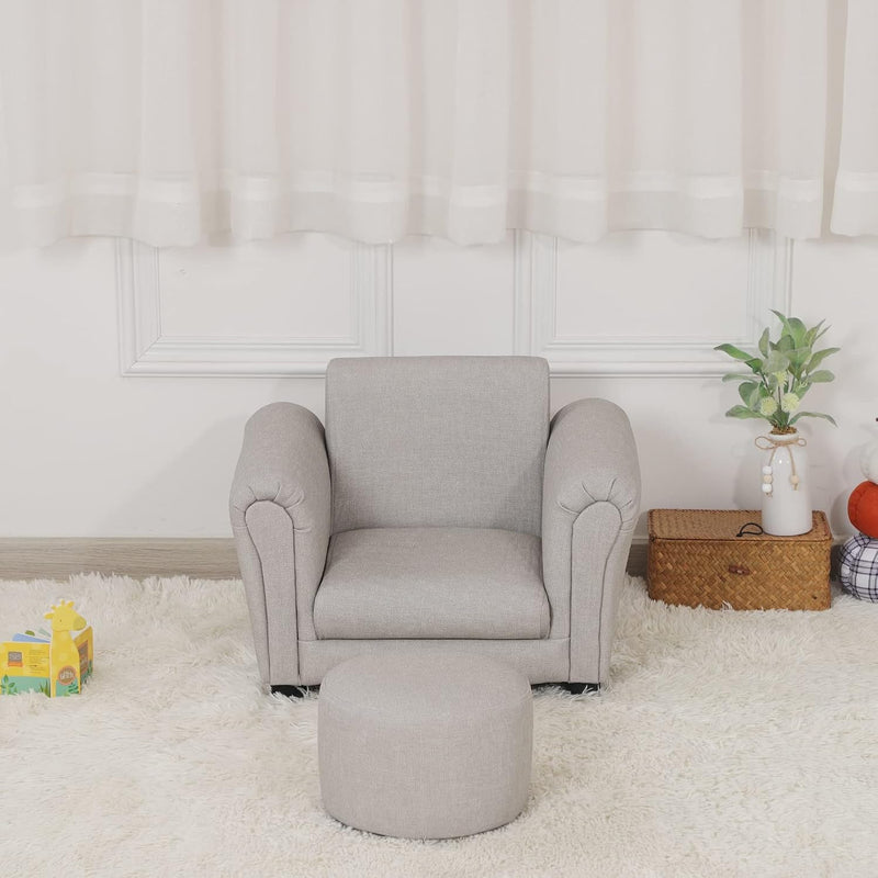 Kids Sofa Chair with Foot Stool Pvc Leather