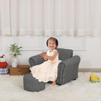 Kids Sofa Chair with Foot Stool Pvc Leather