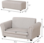 Kids Sofa Couch with Ottoman Pvc Leather Toddler