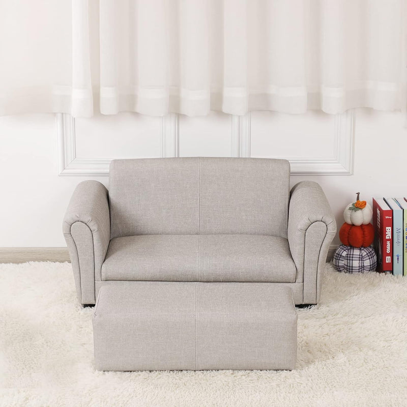 Kids Sofa Couch with Ottoman Pvc Leather Toddler