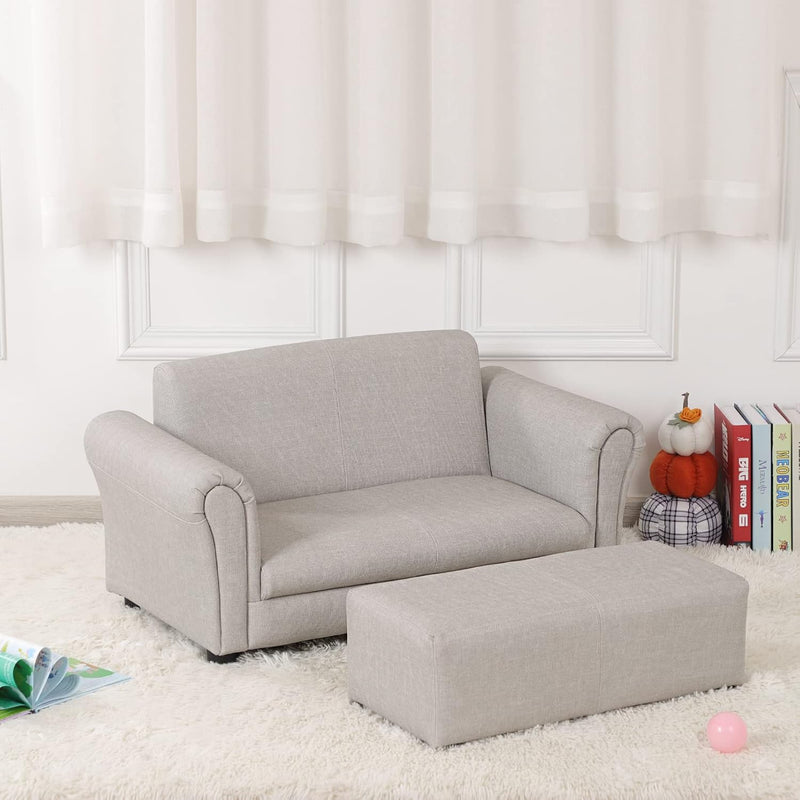 Kids Sofa Couch with Ottoman Pvc Leather Toddler