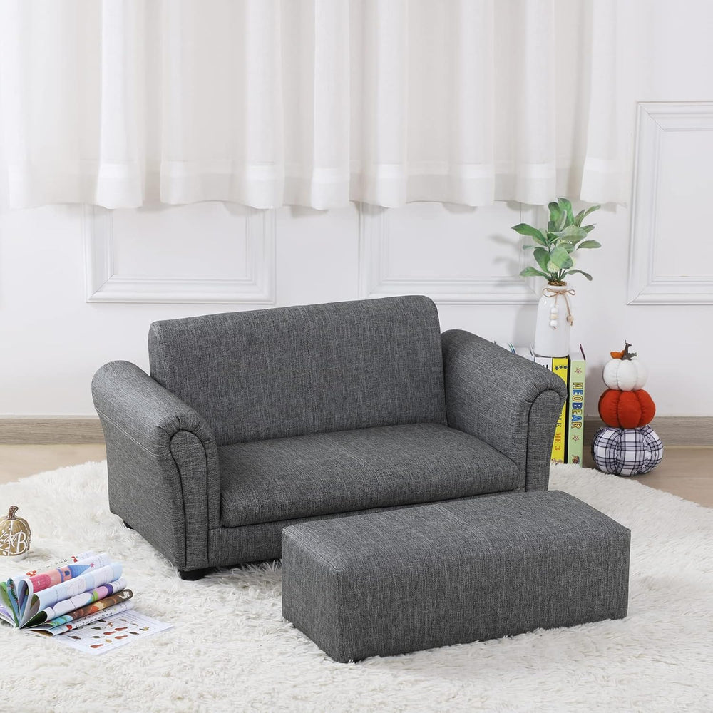 Kids Sofa Couch with Ottoman Pvc Leather Toddler