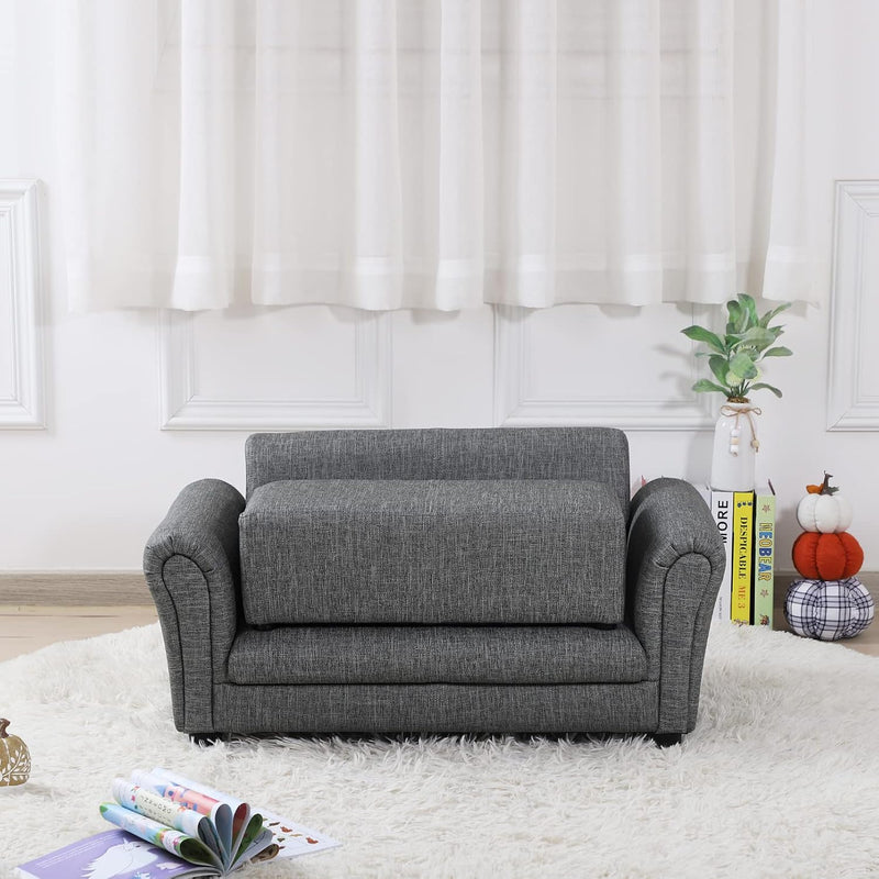 Kids Sofa Couch with Ottoman Pvc Leather Toddler