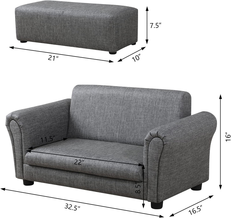 Kids Sofa Couch with Ottoman Pvc Leather Toddler