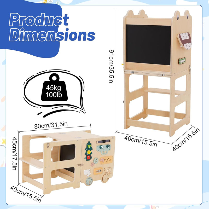 Kids Step Stool Wooden Learning Tower Kitchen Helper