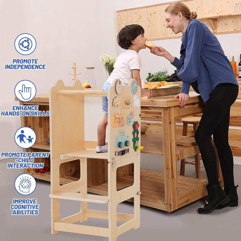 Kids Step Stool Wooden Learning Tower Kitchen Helper