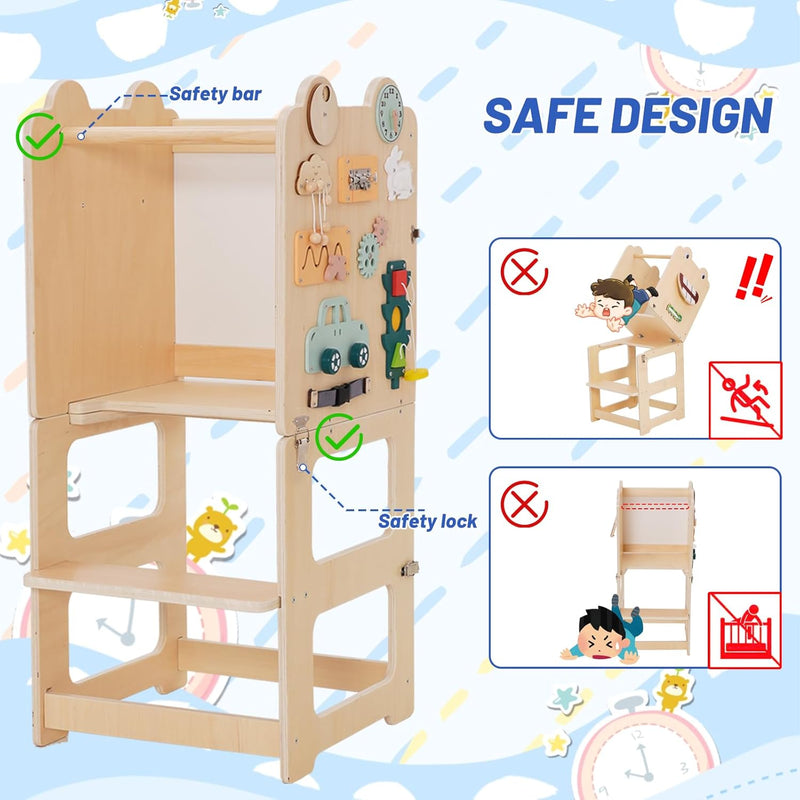 Kids Step Stool Wooden Learning Tower Kitchen Helper