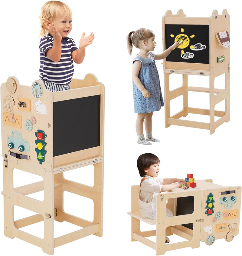 Kids Step Stool Wooden Learning Tower Kitchen Helper