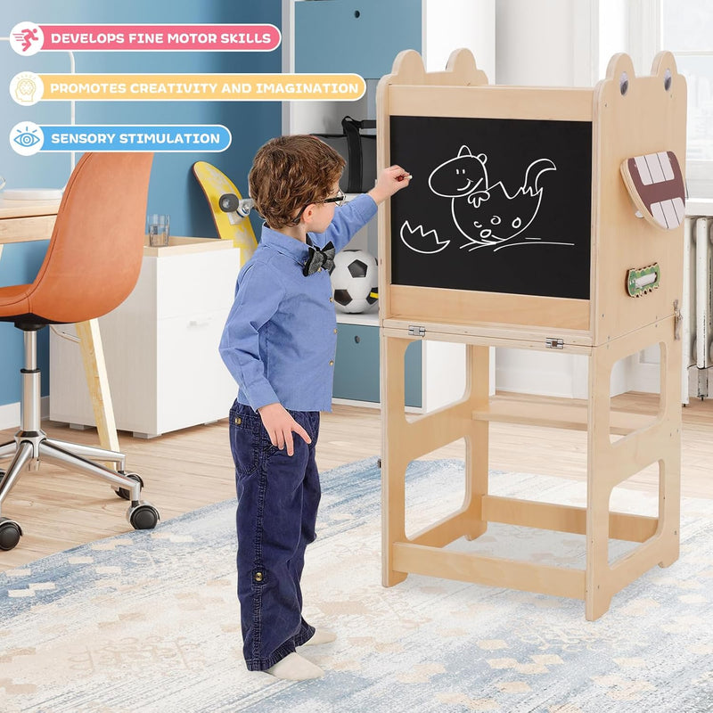 Kids Step Stool Wooden Learning Tower Kitchen Helper