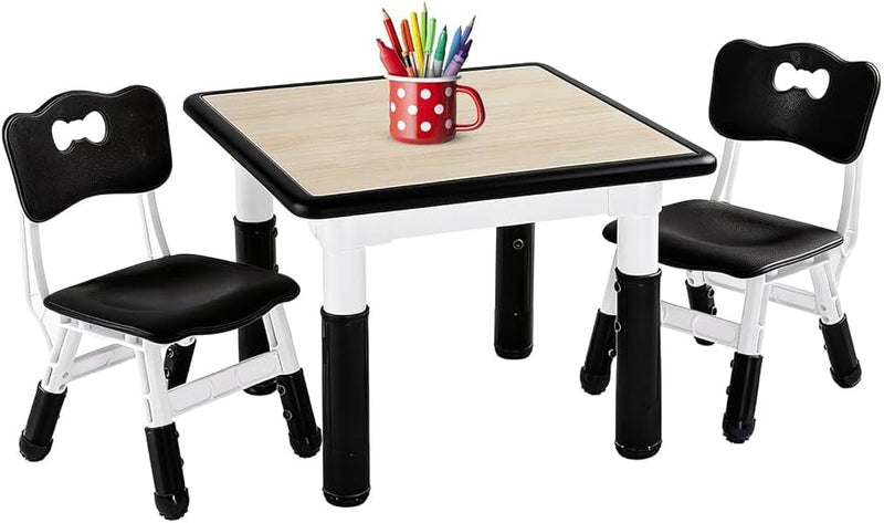 Kids Table and 2 Chairs Set Height Adjustable